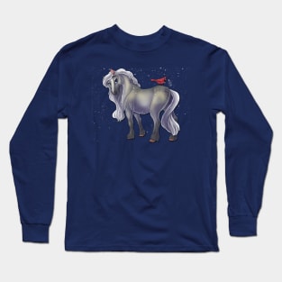 Snowy Cardinal Horse Long Sleeve T-Shirt